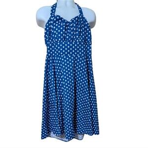 NWT MIXINNI Polka Dot Smocked Accent Halter Dress retro Marilyn rockabilly XL